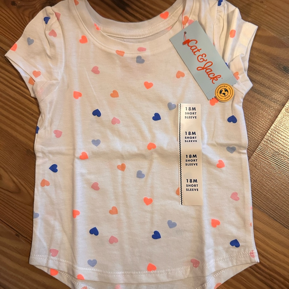 Cat & Jack Multicolor Heart Print Kids Tee